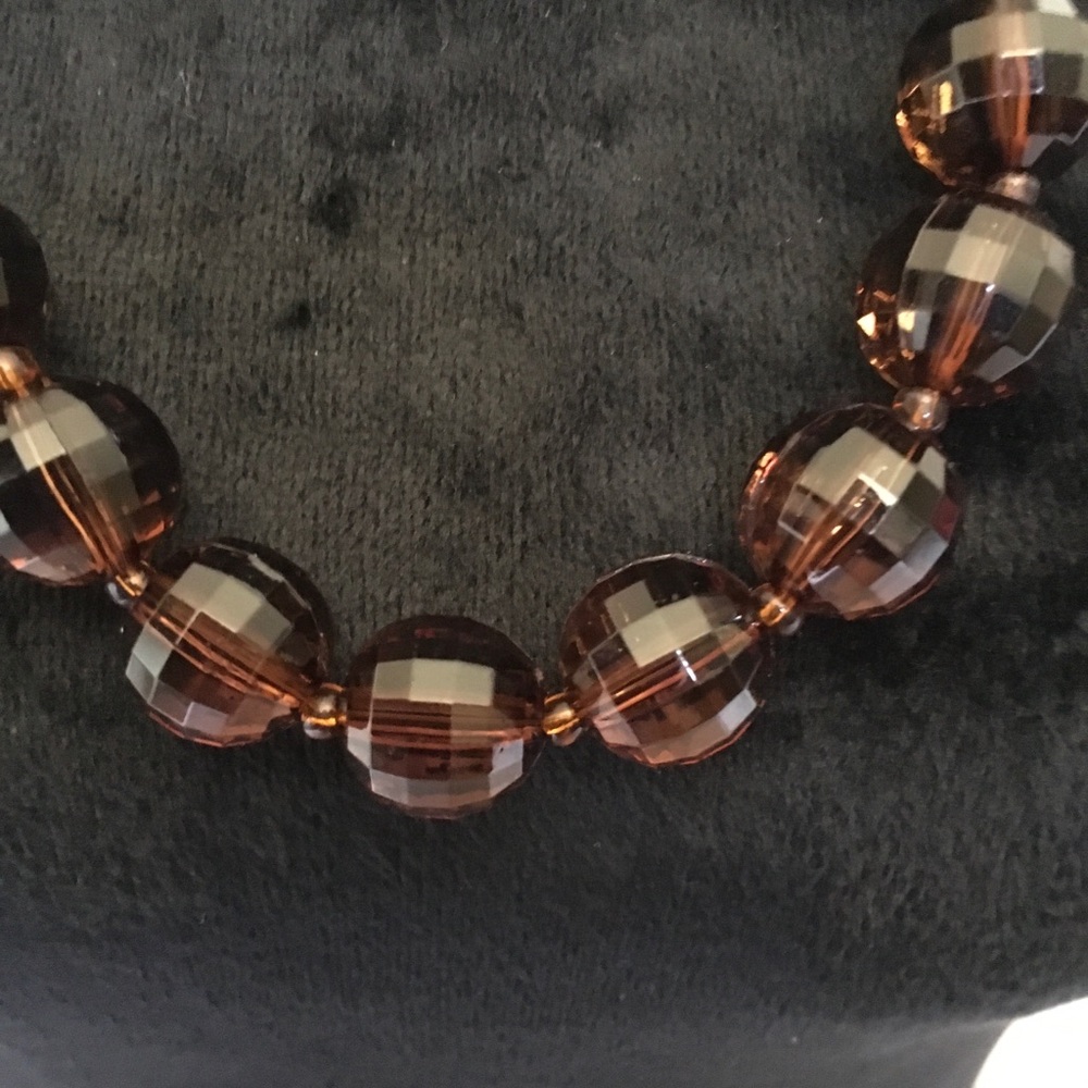 Brown Faceted Bead Necklace with Warm Amber Tones
